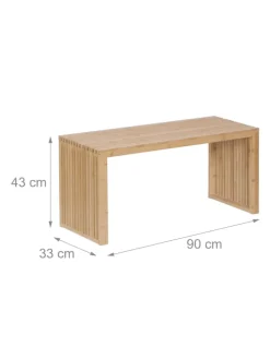 relaxdays Sitzmöbel<Sitzbank in Natur - (B)90 x (H)43 x (T)33 cm