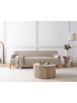 Beliani Sitzmöbel<3-Sitzer Sofa SOSJO in Braun - (W) 219 x (H) 74 x (L) 83 cm