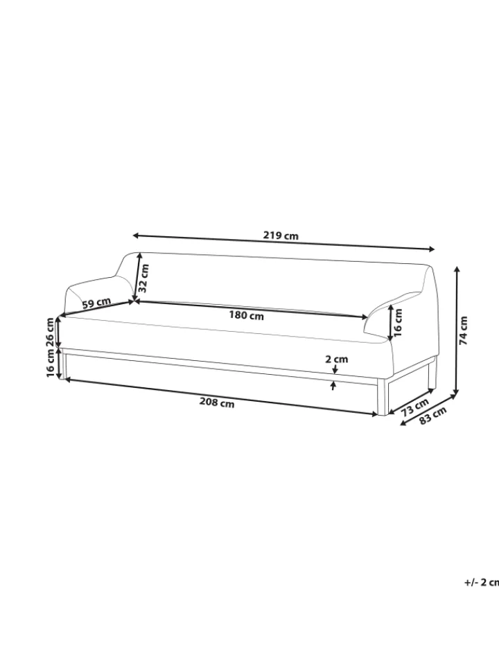 Beliani Sitzmöbel<3-Sitzer Sofa SOSJO in Braun - (W) 219 x (H) 74 x (L) 83 cm