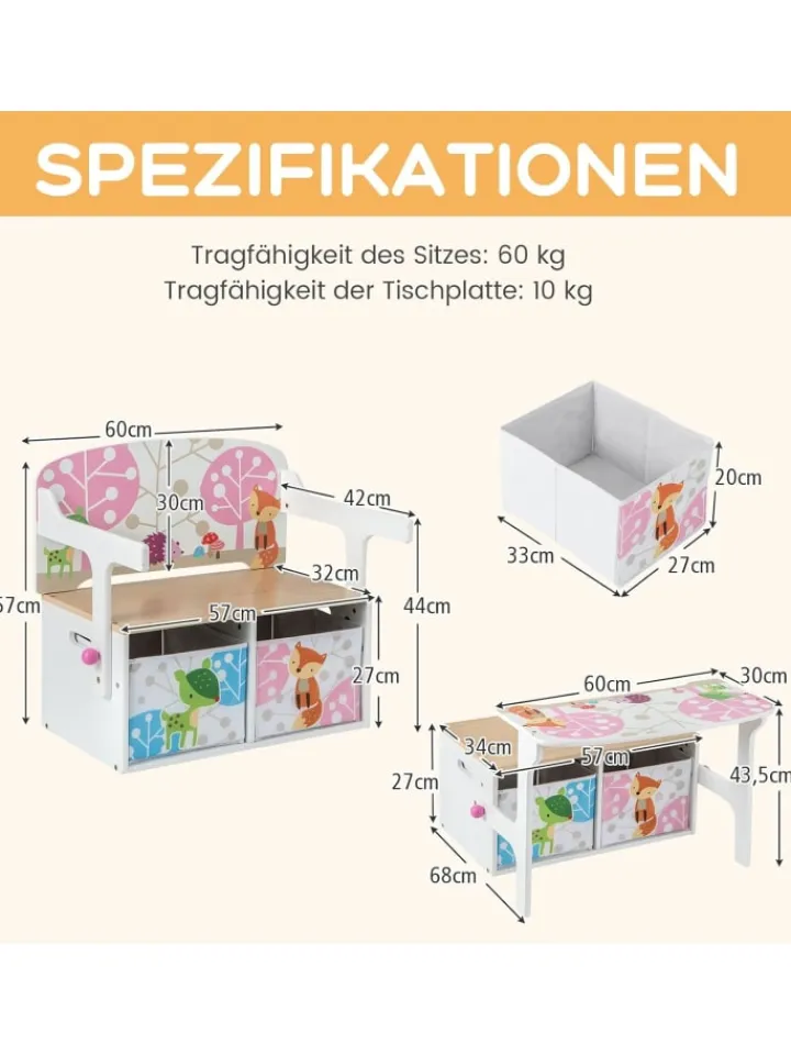 COSTWAY Möbel-Sets<Sitzgruppe 3 in1 in Weiß