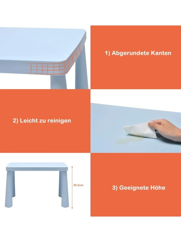 COSTWAY Möbel-Sets<Sitzgruppe 3 tlg. Set in Blau