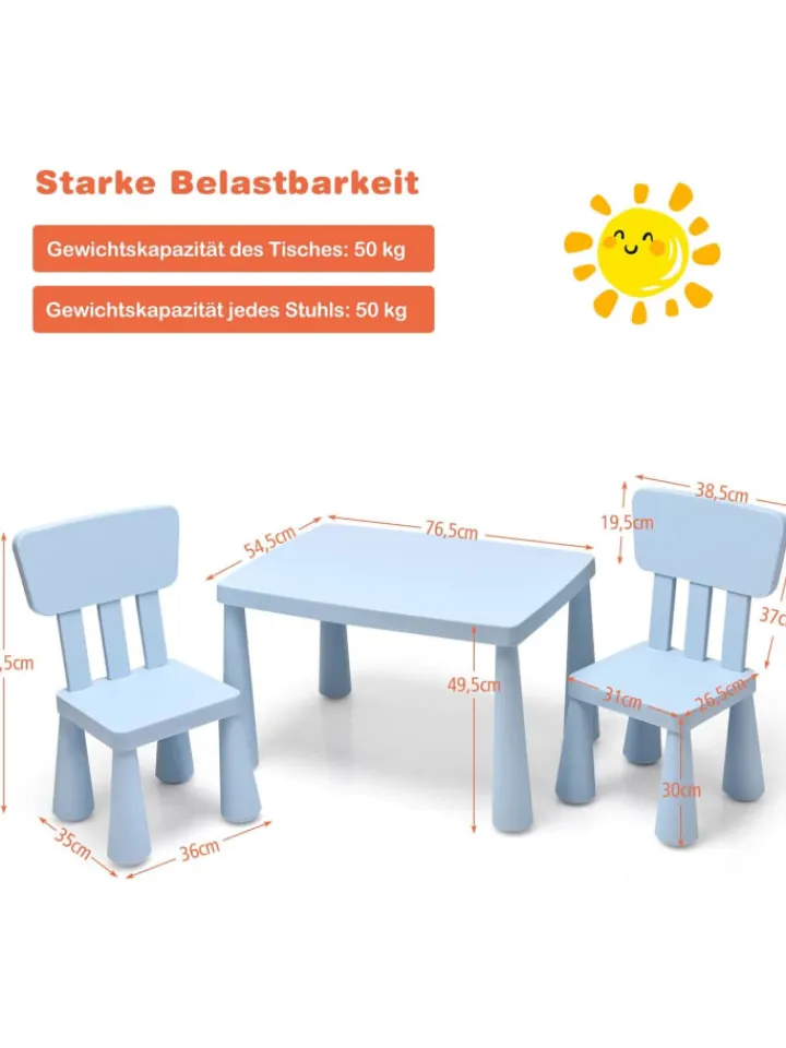 COSTWAY Möbel-Sets<Sitzgruppe 3 tlg. Set in Blau