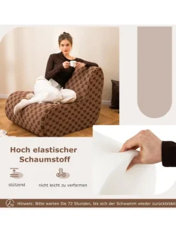 COSTWAY Sitzmöbel<Sitzsack Sessel mit Hocker in Braun