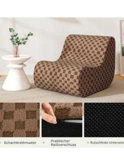 COSTWAY Sitzmöbel<Sitzsack Sessel mit Hocker in Braun