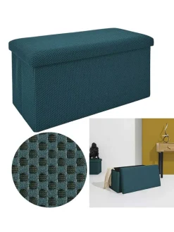 Rétro Chic Sitzmöbel<Sitztruhe "Atome" in Petrol - (B)77 x (H)38 x (T)38 cm
