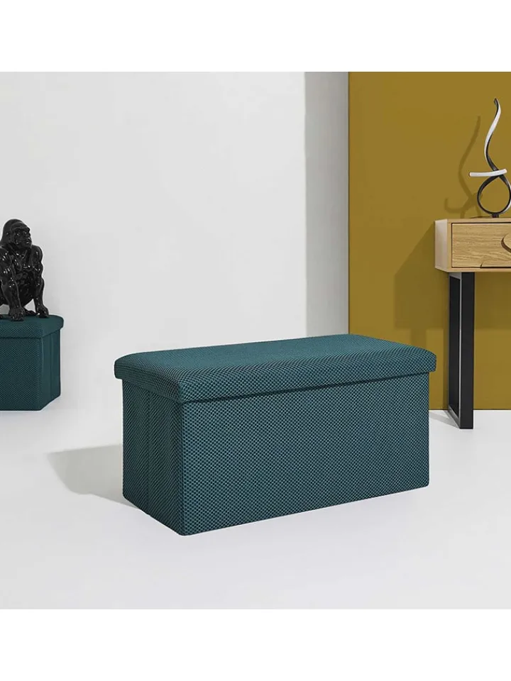 Rétro Chic Sitzmöbel<Sitztruhe "Atome" in Petrol - (B)77 x (H)38 x (T)38 cm