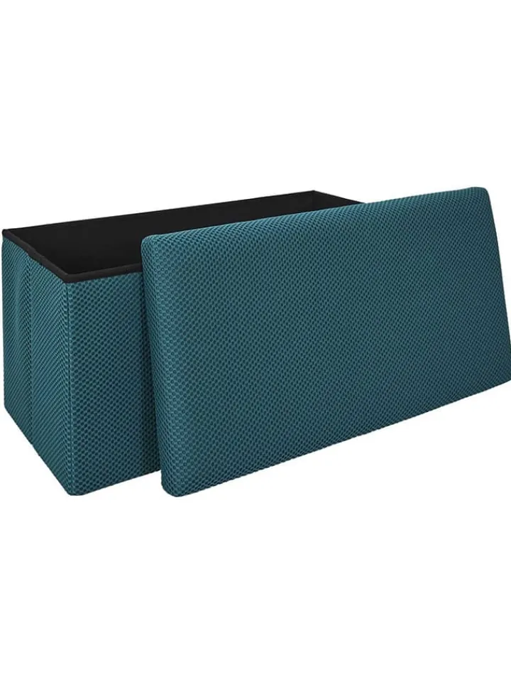 Rétro Chic Sitzmöbel<Sitztruhe "Atome" in Petrol - (B)77 x (H)38 x (T)38 cm