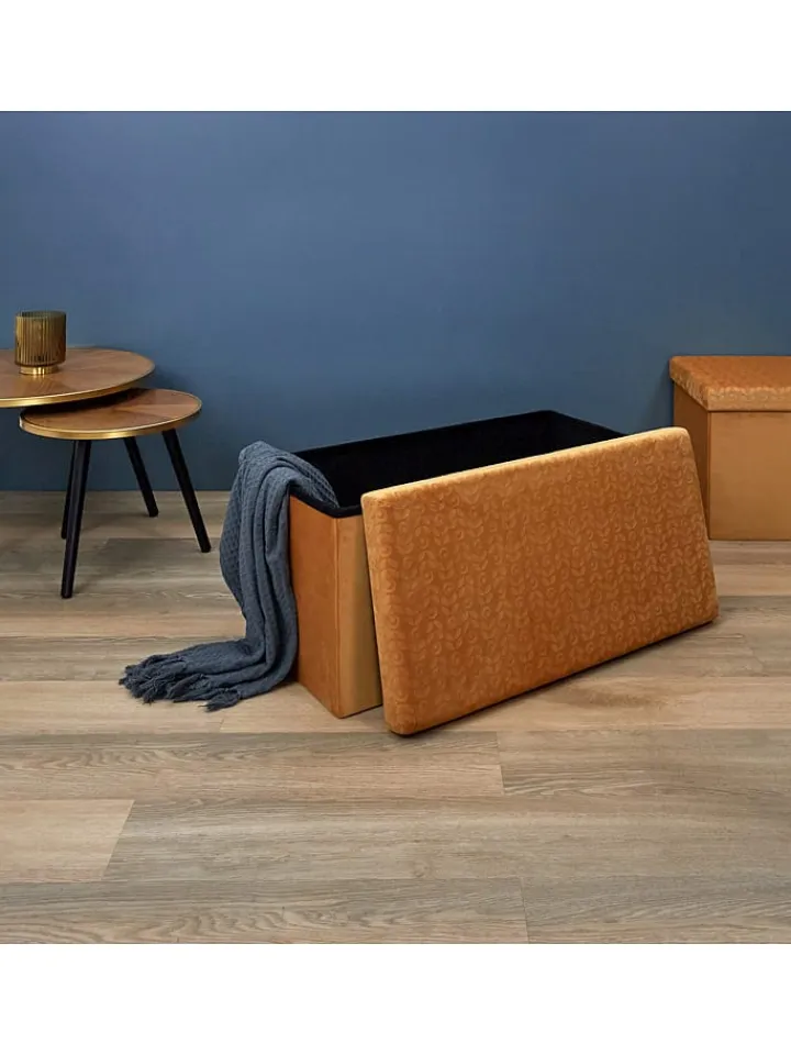 Rétro Chic Sitzmöbel<Sitztruhe in Gelb - (B)76 x (H)38 x (T)38 cm
