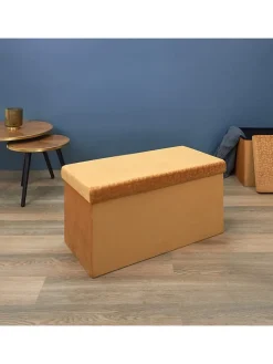 Rétro Chic Sitzmöbel<Sitztruhe in Gelb - (B)76 x (H)38 x (T)38 cm