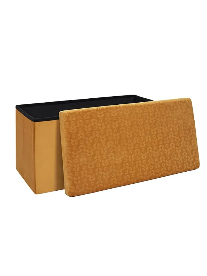 Rétro Chic Sitzmöbel<Sitztruhe in Gelb - (B)76 x (H)38 x (T)38 cm