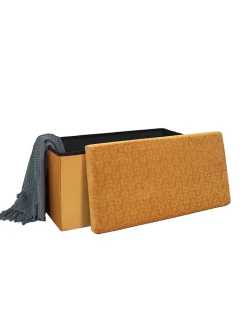 Rétro Chic Sitzmöbel<Sitztruhe in Gelb - (B)76 x (H)38 x (T)38 cm