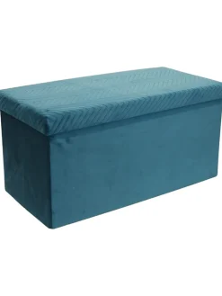 Rétro Chic Sitzmöbel<Sitztruhe in Petrol - (B)76 x (H)38 x (T)38 cm