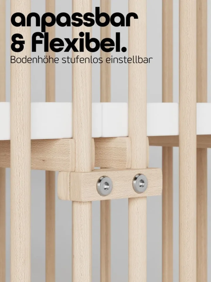 Sämann Babymöbel<Laufgitter mit Lattenrost & Schlupfsprossen - natur - Premium Kollektion