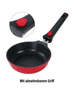 Stoneline Kochgeschirr<SMART Pfannen-Set 3-teilig, abnehmbarer Griff in Rubin rot