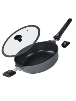Stoneline Kochgeschirr<SMART Schmorpfanne 28 cm, abnehmbarer Griff | mit Deckel in Anthrazit