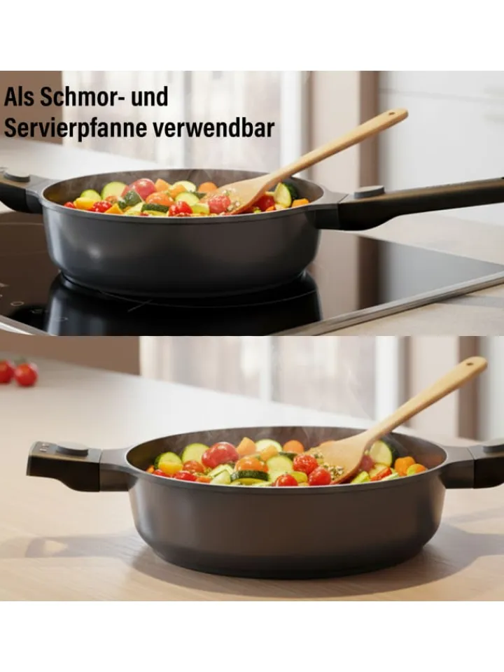 Stoneline Kochgeschirr<SMART Schmorpfanne 28 cm, abnehmbarer Griff | mit Deckel in Anthrazit