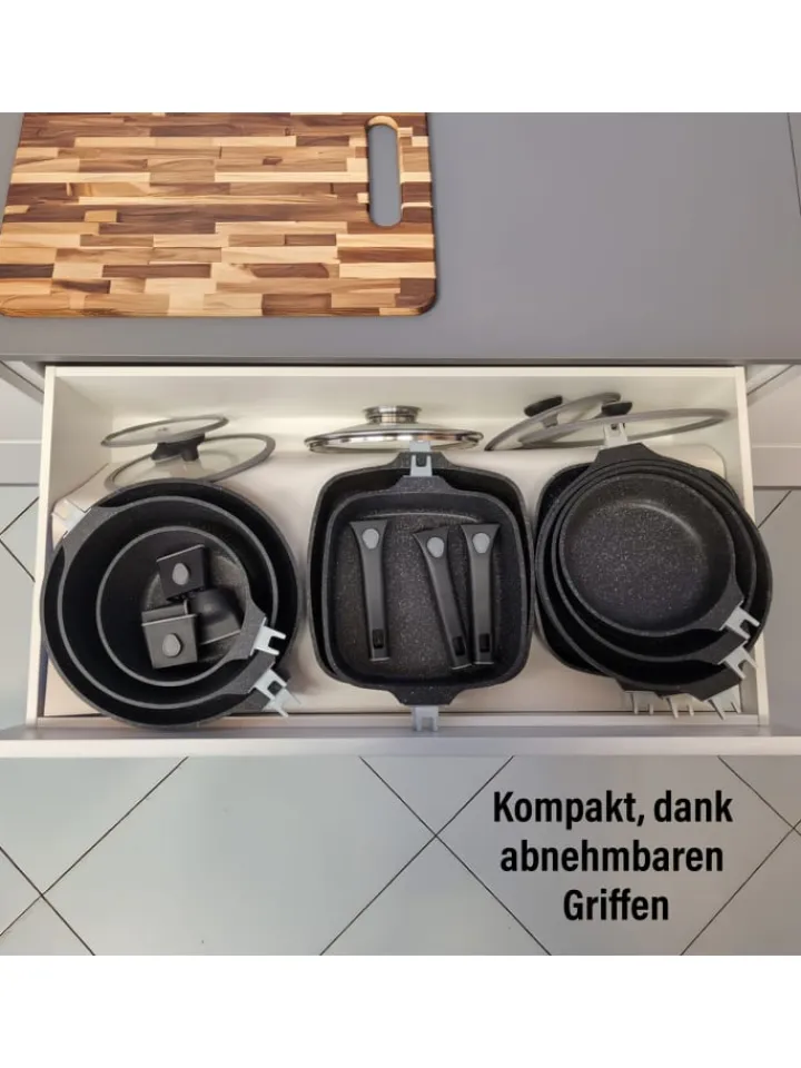 Stoneline Kochgeschirr<SMART Schmorpfanne 28 cm, abnehmbarer Griff | mit Deckel in Anthrazit