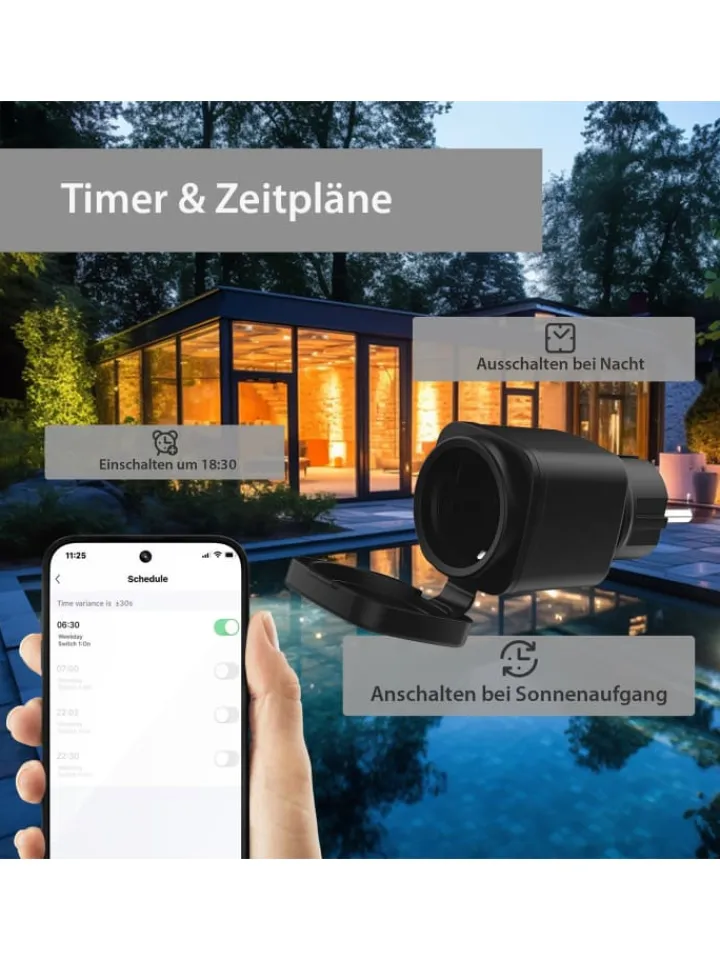 XCOAST Smarthome & Wetterstationen<Smart WLAN Aussensteckdose in Schwarz
