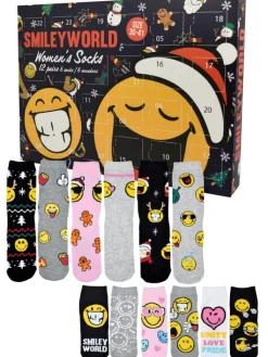 Smiley World Adventskalender<Smileyworld Socken Adventskalender mit 12 Paar kurz und lang in Mehrfarbig