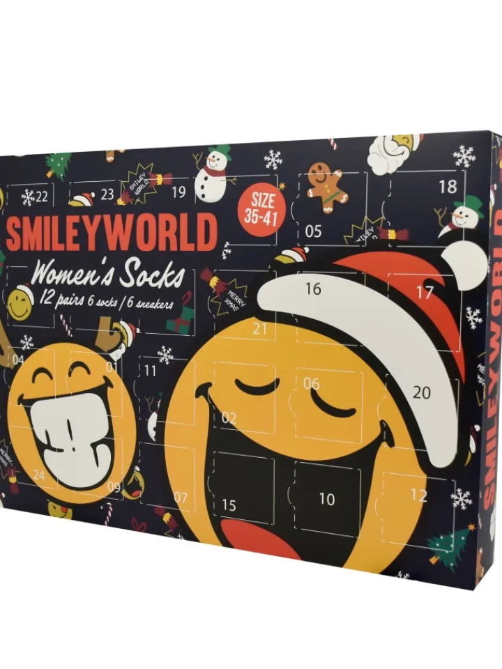 Smiley World Adventskalender<Smileyworld Socken Adventskalender mit 12 Paar kurz und lang in Mehrfarbig