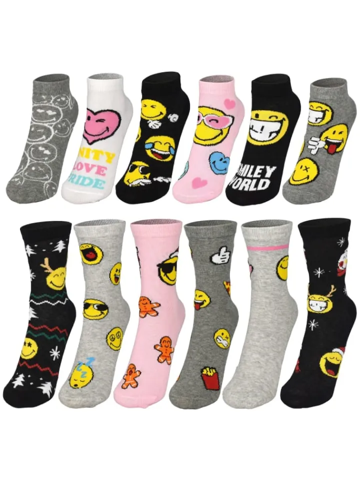 Smiley World Adventskalender<Smileyworld Socken Adventskalender mit 12 Paar kurz und lang in Mehrfarbig