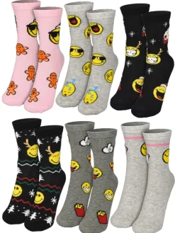 Smiley World Adventskalender<Smileyworld Socken Adventskalender mit 12 Paar kurz und lang in Mehrfarbig