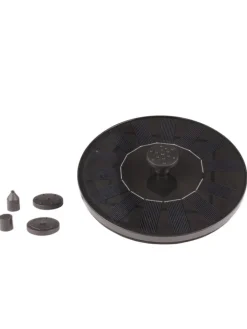 GORANDO Gartendekoration<Solar Teichpumpe schwimmende Fontäne 4 Aufsätze D: 16cm in schwarz