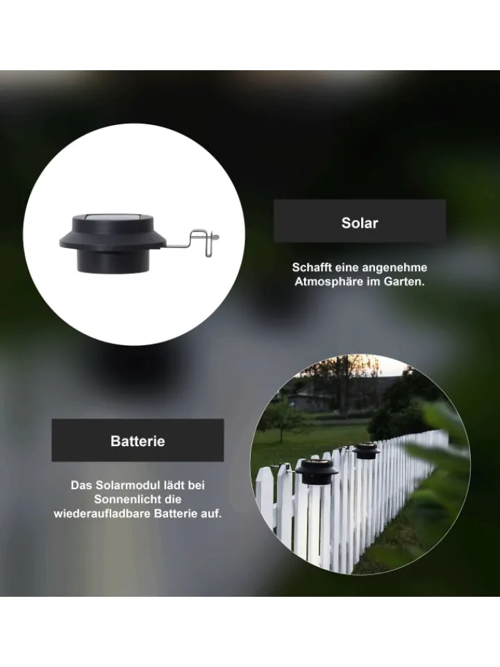 STAR Trading Außenbeleuchtung<Solar-Klemmleuchte ,Fency' für Zäune, Dämmerungssensor, warmweiß, Ø 12