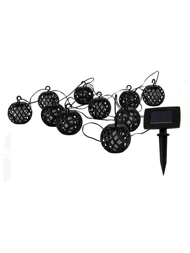näve Außenbeleuchtung|Außenleuchten<Solar-Kugellicherkette "Fogo" in Schwarz - (L)48,5 cm