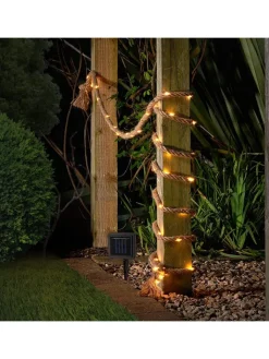 näve Außenbeleuchtung<Solar-Lichterkette "Canamo" in Hellbraun - (L)800 cm