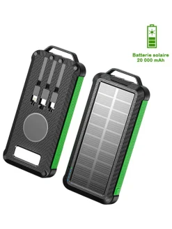 SmartCase Technikzubehör<Solar-Powerbank in Schwarz/ Grün - 20.000 mAh