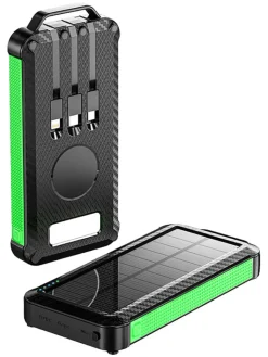 SmartCase Technikzubehör<Solar-Powerbank in Schwarz/ Grün - 20.000 mAh
