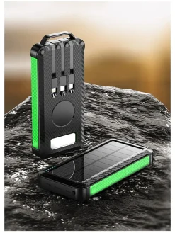SmartCase Technikzubehör<Solar-Powerbank in Schwarz/ Grün - 20.000 mAh