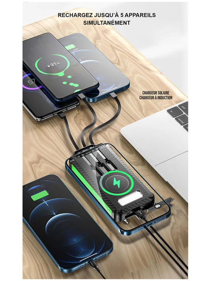 SmartCase Technikzubehör<Solar-Powerbank in Schwarz/ Grün - 20.000 mAh