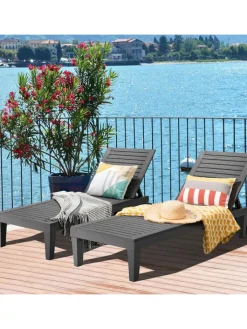 COSTWAY Gartenmöbel<Sonnenliege 190 cm verstellbar in Schwarz