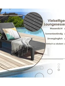 COSTWAY Gartenmöbel<Sonnenliege 190 cm verstellbar in Schwarz