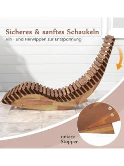 COSTWAY Gartenmöbel<Sonnenliege ergonomisch in Hellbraun