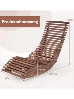 COSTWAY Gartenmöbel<Sonnenliege ergonomisch in Hellbraun