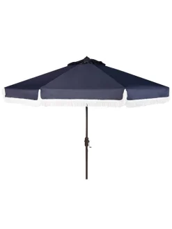 Safavieh Gartenmöbel<Sonnenschirm "Milan Fringe" in Dunkelblau - (H)251 x Ø 256 cm