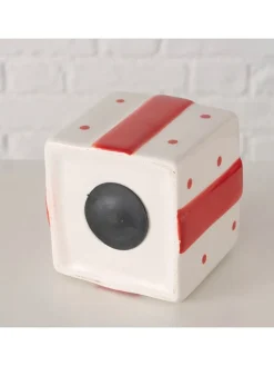 Boltze Aufbewahren & Servieren<Spardose "Gift" in Weiß/ Rot - (H)10,5 cm