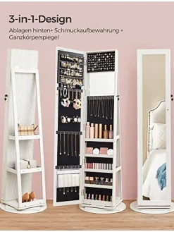 SONGMICS Spiegel<Spiegel in Weiß - (B)55 x (H)161 cm