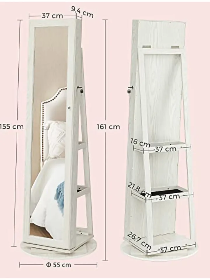 SONGMICS Spiegel<Spiegel in Weiß - (B)55 x (H)161 cm