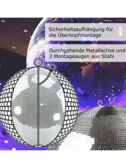 SATISFIRE Lichterketten & Dekobeleuchtung<Spiegelkugel Discokugel Mirrorball D: 30cm in silber