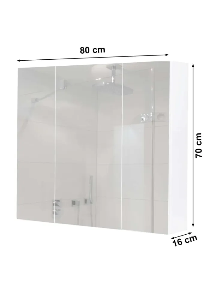 MCW Badezimmermöbel<Spiegelschrank B19b mit 6 Regalböden, Weiß