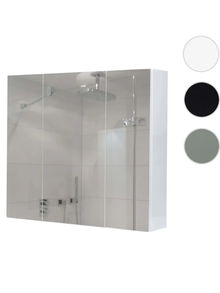 MCW Badezimmermöbel<Spiegelschrank B19b mit 6 Regalböden, Weiß