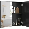 COSTWAY Badmöbel|Badezimmermöbel<Spiegelschrank Bad 62 x 11,5 x 65cm in Schwarz