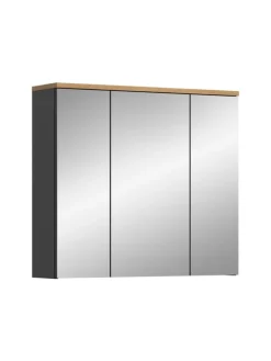 xonox.home Badmöbel<Spiegelschrank in Basalt grau/Artisan Eiche - (B) 80 x (H) 73 x (T) 21