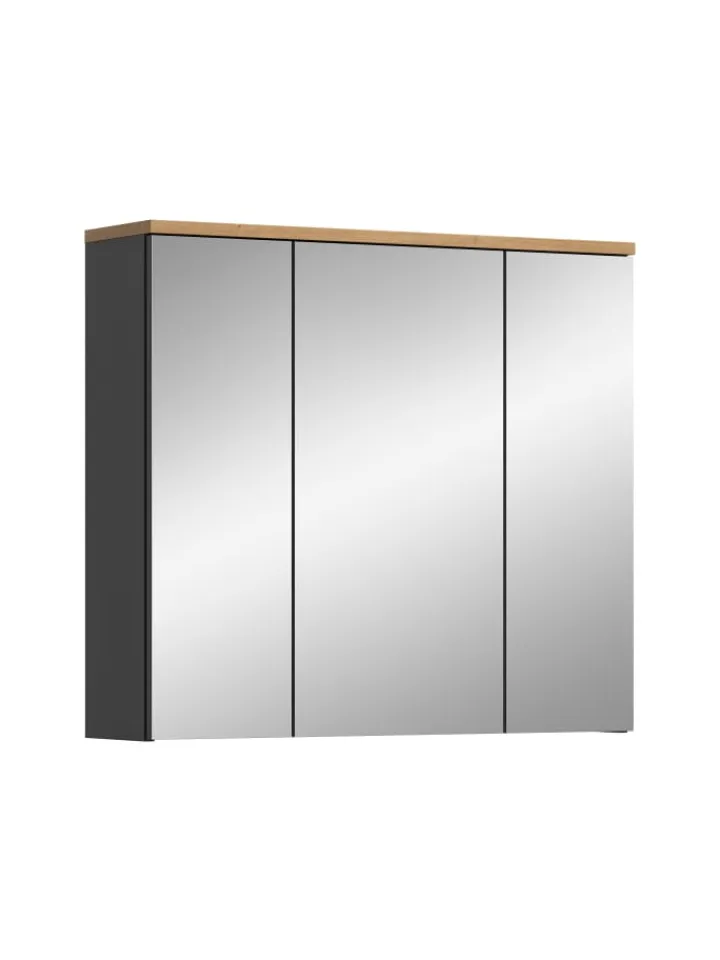 xonox.home Badmöbel<Spiegelschrank in Basalt grau/Artisan Eiche - (B) 80 x (H) 73 x (T) 21