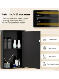 COSTWAY Badmöbel|Badezimmermöbel<Spiegelschrank in Schwarz