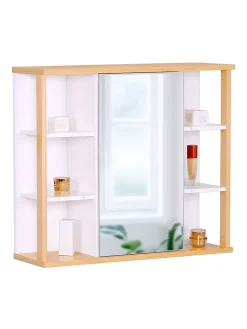 relaxdays Badmöbel<Spiegelschrank in Weiß - (B)62 x (H)64 x (T)21 cm